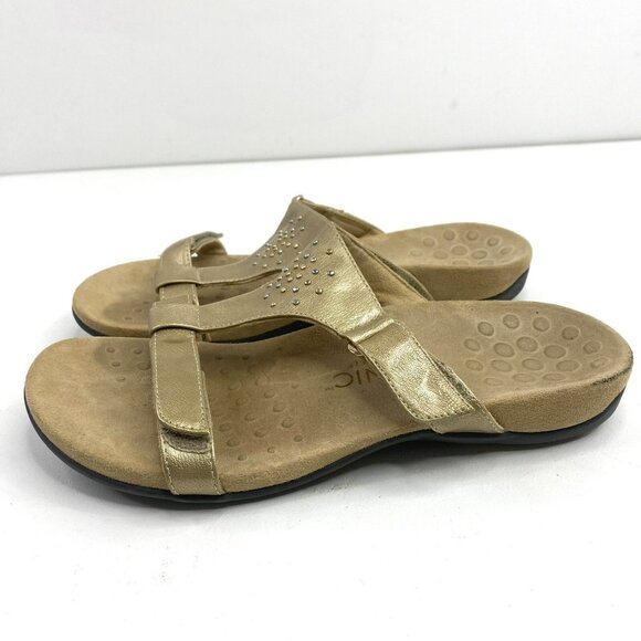 Vionic  Sandals Shoes Womens Size 9 Patricia T-Strap Gold Comfort Orthaheel - Picture 3 of 7